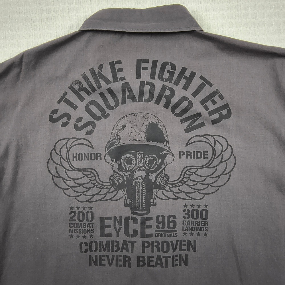 Enyce Strike Fighter Squadron Graphic Shirt Mens 4X Grey Button Down Sean Combs